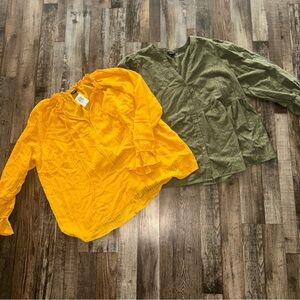 Torrid NWT NNT Mustard Yellow and Olive green  Blouse 2X 18/20